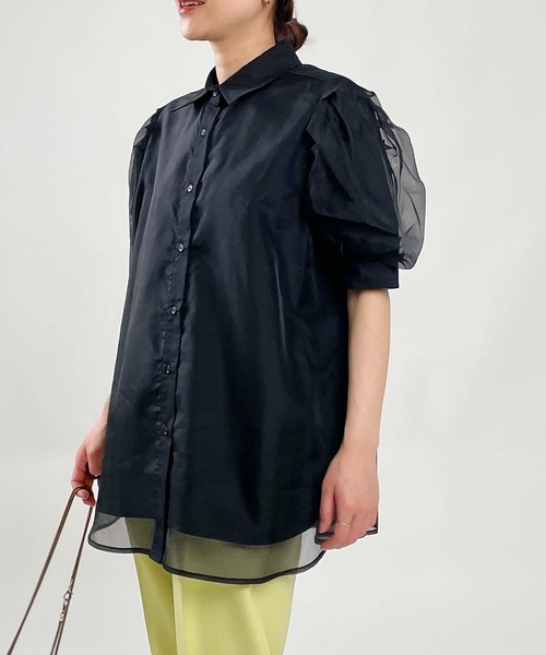 PICCIN(ピッチン)の「オーガンジーレイヤードブラウス(シャツ/ブラウス・レディース・オフホワイト/ブラック・M/L)」の2枚目の写真