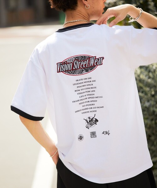 VISION STREET WEAR（ヴィジョンストリートウェア）の「【VISION STREET WEAR/ヴィジョンストリートウェアー】別注バンダナ刺繍リンガーTシャツ【限定展開】（Tシャツ/カットソー・メンズ・グリーン/ブラック・LARGE/X-LARGE/MEDIUM）」の2枚目の写真