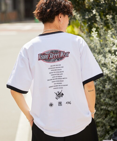 VISION STREET WEAR（ヴィジョンストリートウェア）の「【VISION STREET WEAR/ヴィジョンストリートウェアー】別注バンダナ刺繍リンガーTシャツ【限定展開】（Tシャツ/カットソー・メンズ・グリーン/ブラック・LARGE/X-LARGE/MEDIUM）」の3枚目の写真