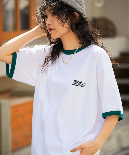 VISION STREET WEAR（ヴィジョンストリートウェア）の「【VISION STREET WEAR/ヴィジョンストリートウェアー】別注バンダナ刺繍リンガーTシャツ【限定展開】（Tシャツ/カットソー・メンズ・グリーン/ブラック・LARGE/X-LARGE/MEDIUM）」の7枚目の写真