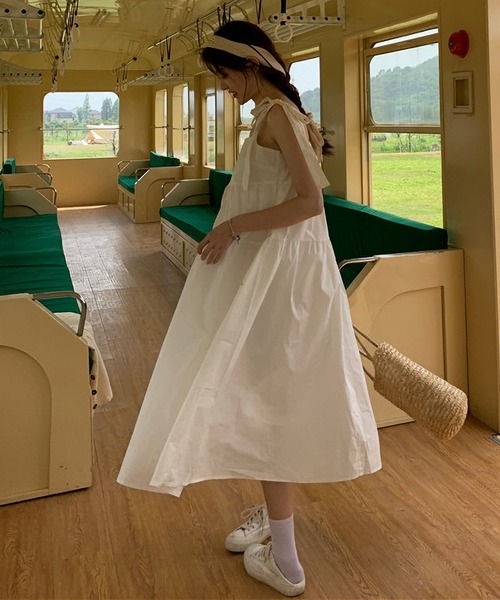 セール】肩紐リボンのキャミワンピース（ワンピース）｜MAISON DE