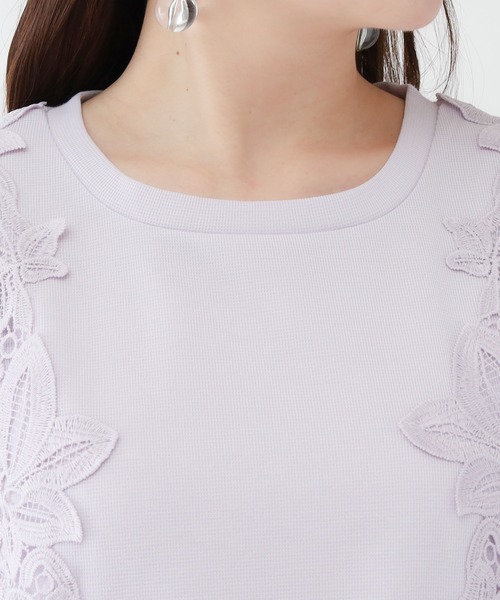 ASTORIA ODIER(アストリアオディール)の「ミラノリブ袖レースプルオーバー(Tシャツ/カットソー・レディース・ホワイト/ブラック/グリーン/グレイッシュベージュ/ラベンダー・MEDIUM)」の9枚目の写真