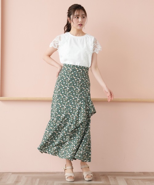 ASTORIA ODIER(アストリアオディール)の「ミラノリブ袖レースプルオーバー(Tシャツ/カットソー・レディース・ホワイト/ブラック/グリーン/グレイッシュベージュ/ラベンダー・MEDIUM)」の20枚目の写真