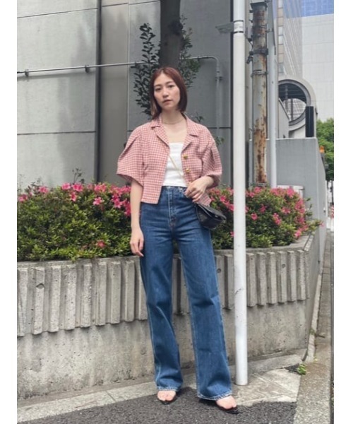 MOUSSY（マウジー）の「SUMMER GINGHAM CHECK シャツ（Tシャツ/カットソー・レディース・オレンジ/ネイビー/イエロー・FREE）」の5枚目の写真
