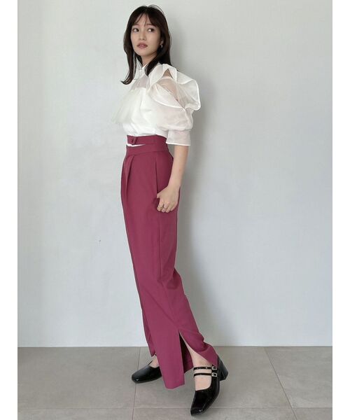 dazzlin（ダズリン）の「シアーチュールインフリルトップス（シャツ/ブラウス・レディース・ピンク/グレー/オフホワイト・FREE）」の10枚目の写真