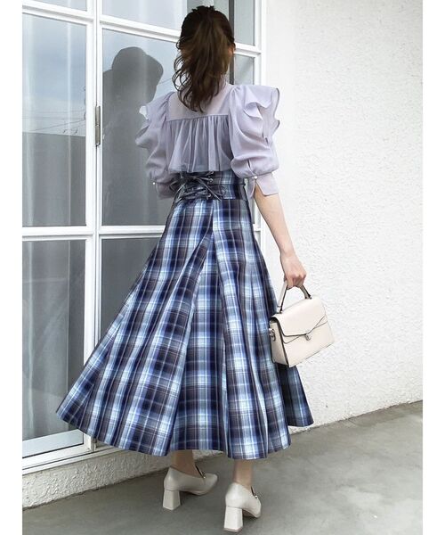 dazzlin（ダズリン）の「シアーチュールインフリルトップス（シャツ/ブラウス・レディース・ピンク/グレー/オフホワイト・FREE）」の22枚目の写真