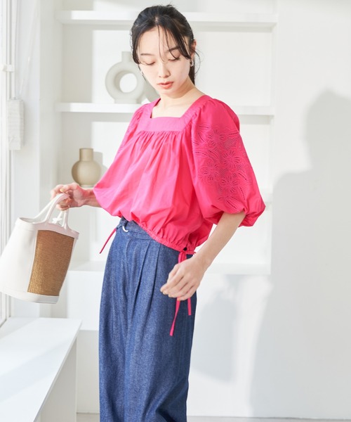 VIS（ビス）の「エンブロイダリーボリュームスリーブブラウス（シャツ/ブラウス・レディース・ホワイト/ブラック/ピンク系その他2・FREE）」の7枚目の写真