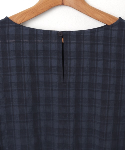 andme（アンドミー）の「シアーチェックボリュームスリーブブラウス（シャツ/ブラウス・レディース・ブラック/ネイビー/オフホワイト/イエロー・M/L）」の11枚目の写真