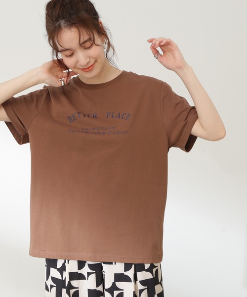 N.(N. Natural Beauty Basic)(エヌエヌナチュラルビューティーベーシック)の「◆メッセージラウンドロゴTシャツ(Tシャツ/カットソー・レディース・ブラウン/オフホワイト/チャコール・MEDIUM)」の3枚目の写真