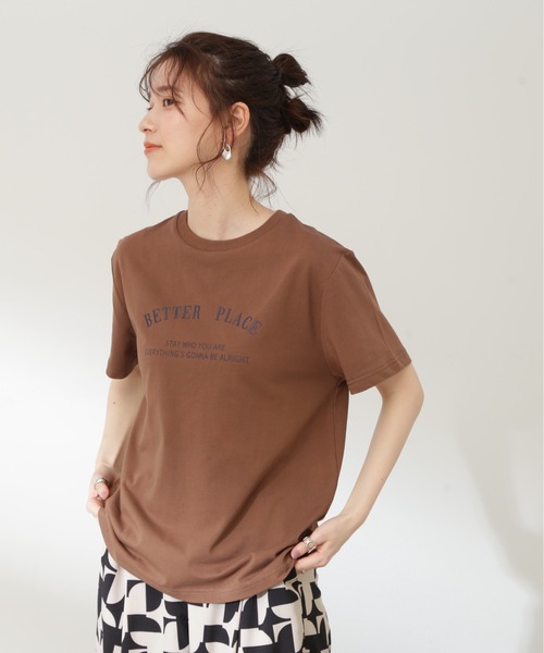 N.(N. Natural Beauty Basic)(エヌエヌナチュラルビューティーベーシック)の「◆メッセージラウンドロゴTシャツ(Tシャツ/カットソー・レディース・ブラウン/オフホワイト/チャコール・MEDIUM)」の5枚目の写真