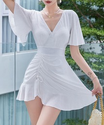 TeddyShop（テディショップ）の「レディース水着 半袖フレアワンピ風オールインワンスイムウェア（水着）」