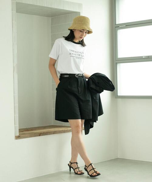 綿麻タックショートパンツ