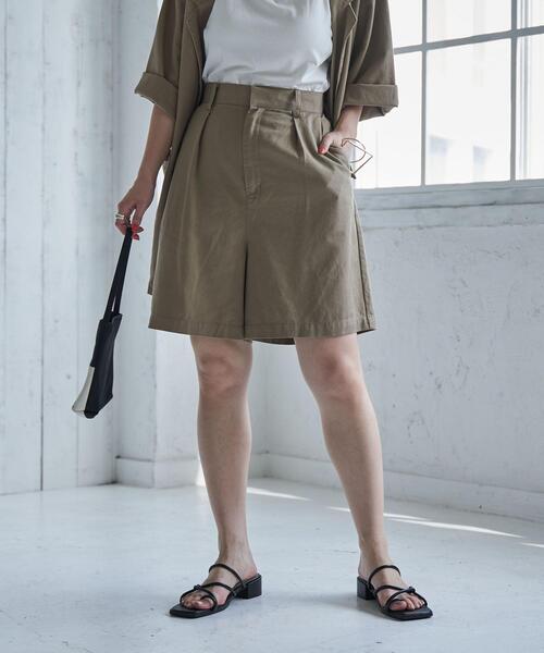 coen（コーエン）の「綿麻タックショートパンツ（その他パンツ・レディース・ブラック/ベージュ・M/L）」の20枚目の写真