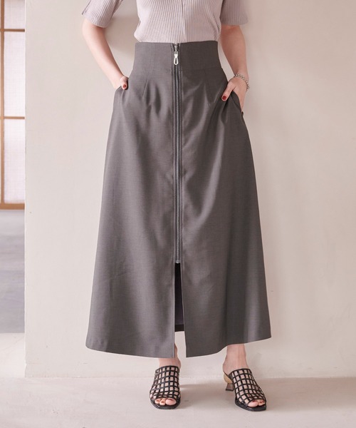 PUBLIC TOKYO(パブリックトウキョウ)の「ラップレイヤード2WAYスカート(スカート・レディース・ダークグレー/ベージュ・FREE)」の8枚目の写真