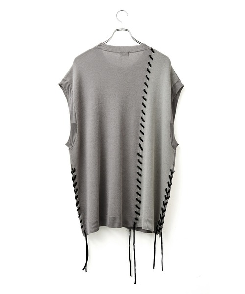 JUNRED（ジュンレッド）の「2トーンカラーハンドステッチベスト（ベスト・メンズ・ライトグレー/グリーン/ブラック・S/M/L）」の4枚目の写真