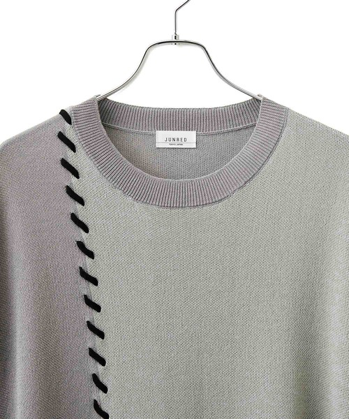 JUNRED（ジュンレッド）の「2トーンカラーハンドステッチベスト（ベスト・メンズ・ライトグレー/グリーン/ブラック・S/M/L）」の5枚目の写真