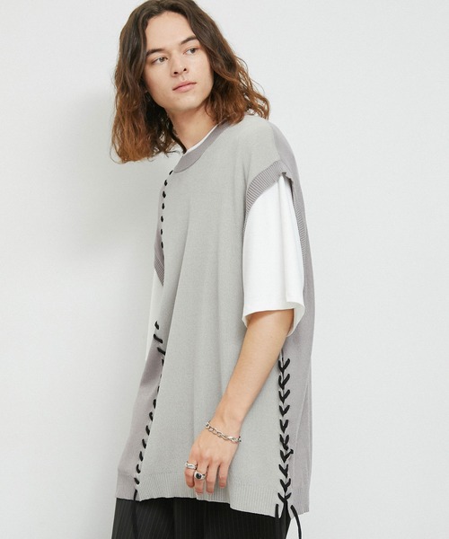 JUNRED（ジュンレッド）の「2トーンカラーハンドステッチベスト（ベスト・メンズ・ライトグレー/グリーン/ブラック・S/M/L）」の14枚目の写真