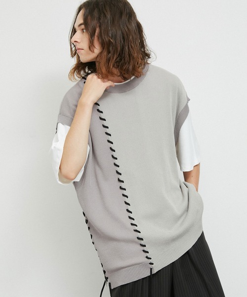 JUNRED（ジュンレッド）の「2トーンカラーハンドステッチベスト（ベスト・メンズ・ライトグレー/グリーン/ブラック・S/M/L）」の15枚目の写真