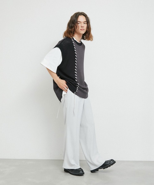 JUNRED（ジュンレッド）の「2トーンカラーハンドステッチベスト（ベスト・メンズ・ライトグレー/グリーン/ブラック・S/M/L）」の19枚目の写真