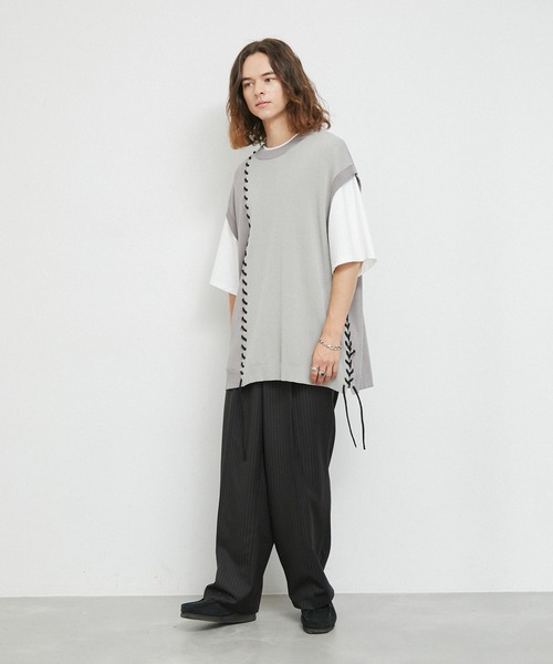 JUNRED（ジュンレッド）の「2トーンカラーハンドステッチベスト（ベスト・メンズ・ライトグレー/グリーン/ブラック・S/M/L）」の20枚目の写真