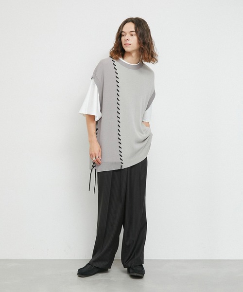 JUNRED（ジュンレッド）の「2トーンカラーハンドステッチベスト（ベスト・メンズ・ライトグレー/グリーン/ブラック・S/M/L）」の21枚目の写真