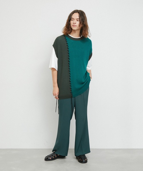 JUNRED（ジュンレッド）の「2トーンカラーハンドステッチベスト（ベスト・メンズ・ライトグレー/グリーン/ブラック・S/M/L）」の22枚目の写真