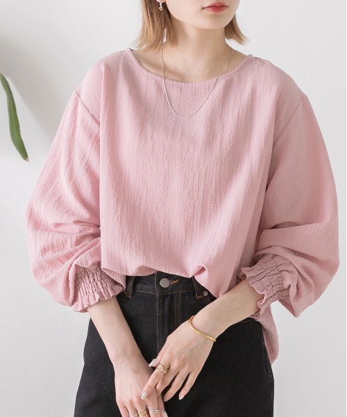 ad thie(アドティエ)の「シャーリング スリーブリップル ブラウス(シャツ/ブラウス・レディース・ブラック/オレンジ/ライトグリーン/ピンク/オフホワイト/イエロー・LARGE/MEDIUM)」の6枚目の写真