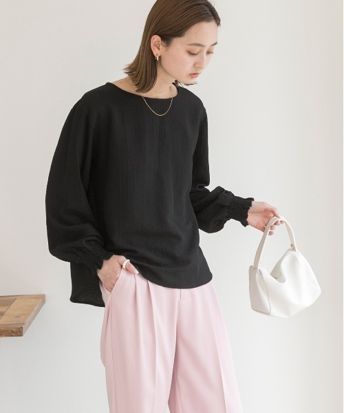 ad thie(アドティエ)の「シャーリング スリーブリップル ブラウス(シャツ/ブラウス・レディース・ブラック/オレンジ/ライトグリーン/ピンク/オフホワイト/イエロー・LARGE/MEDIUM)」の10枚目の写真