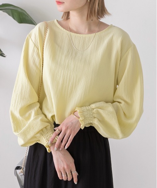 ad thie(アドティエ)の「シャーリング スリーブリップル ブラウス(シャツ/ブラウス・レディース・ブラック/オレンジ/ライトグリーン/ピンク/オフホワイト/イエロー・LARGE/MEDIUM)」の14枚目の写真