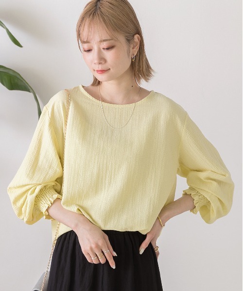 ad thie(アドティエ)の「シャーリング スリーブリップル ブラウス(シャツ/ブラウス・レディース・ブラック/オレンジ/ライトグリーン/ピンク/オフホワイト/イエロー・LARGE/MEDIUM)」の15枚目の写真