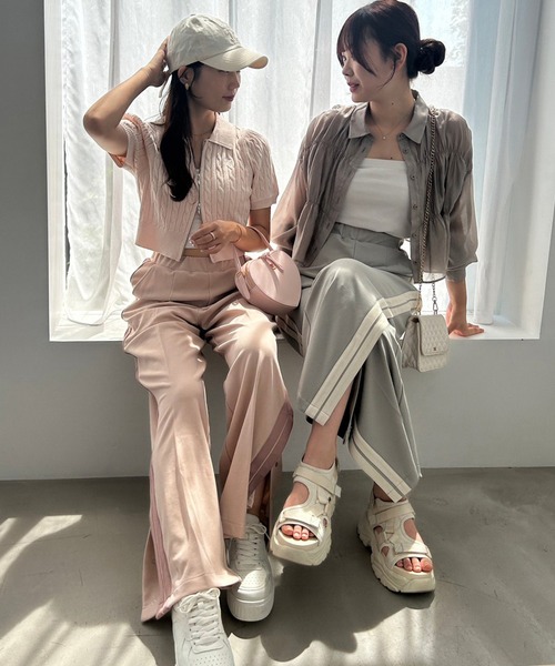 one after another NICE CLAUP（ワンアフターアナザーナイスクラップ）の「サイドボタンラインパンツ（スウェットパンツ・レディース・グレー/ブラック/アイボリー/ピンク・FREE）」の22枚目の写真