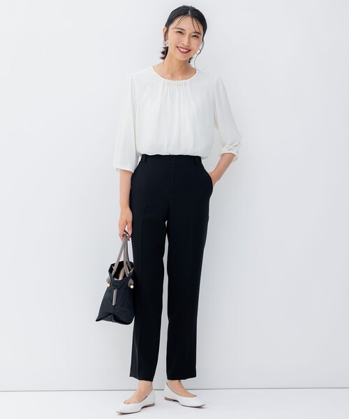 23区(ニジュウサンク)の「【洗える】エアリーコンビジャージー パールモチーフ カットソー(Tシャツ/カットソー・レディース・ネイビー系/ホワイト系/ライラック系・40/38)」の6枚目の写真