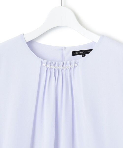 23区(ニジュウサンク)の「【洗える】エアリーコンビジャージー パールモチーフ カットソー(Tシャツ/カットソー・レディース・ネイビー系/ホワイト系/ライラック系・40/38)」の12枚目の写真
