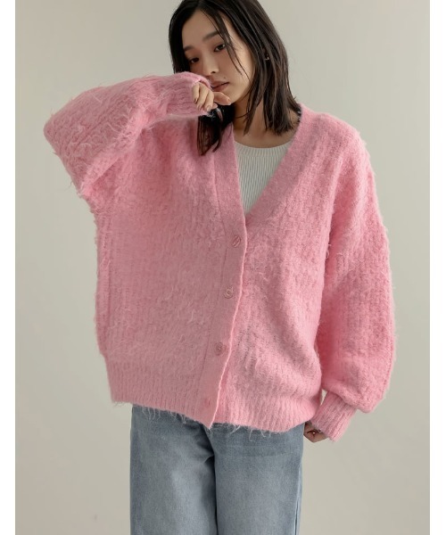 Re:EDIT(リエディ)の「起毛シャギールーズニットカーディガン(カーディガン/ボレロ・レディース・ブルー/ブラック/ベージュ/グリーン/アイボリー/グレー/ラベンダー/ピンク・MEDIUM/LARGE)」の11枚目の写真