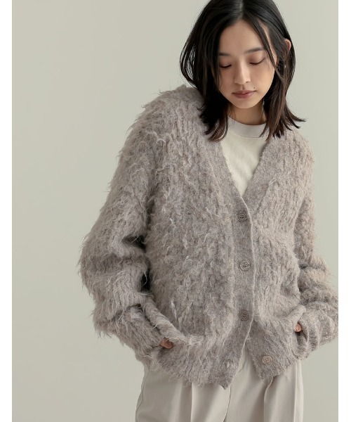 Re:EDIT(リエディ)の「起毛シャギールーズニットカーディガン(カーディガン/ボレロ・レディース・ブルー/ブラック/ベージュ/グリーン/アイボリー/グレー/ラベンダー/ピンク・MEDIUM/LARGE)」の14枚目の写真