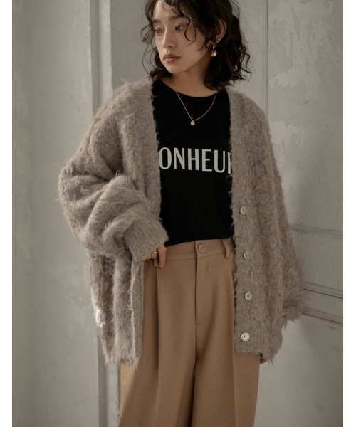 Re:EDIT(リエディ)の「起毛シャギールーズニットカーディガン(カーディガン/ボレロ・レディース・ブルー/ブラック/ベージュ/グリーン/アイボリー/グレー/ラベンダー/ピンク・MEDIUM/LARGE)」の10枚目の写真