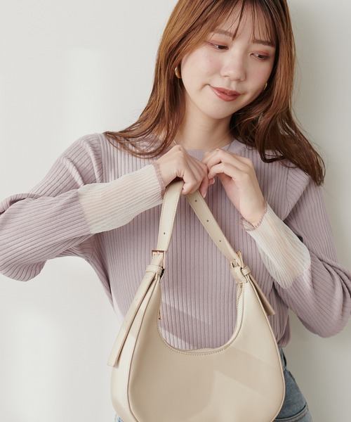 natural couture(ナチュラルクチュール)の「袖口シアーリブニット(ニット/セーター・レディース・ブルー/ブラック/グレイッシュベージュ/アイボリー/モカ・FREE)」の13枚目の写真