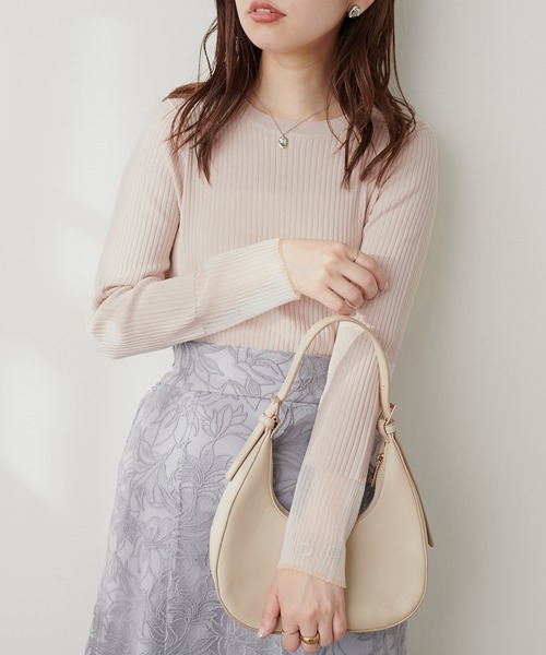 natural couture(ナチュラルクチュール)の「袖口シアーリブニット(ニット/セーター・レディース・ブルー/ブラック/グレイッシュベージュ/アイボリー/モカ・FREE)」の11枚目の写真