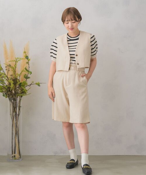 RETRO GIRL（レトロガール）の「共ベルト付きバミューダPT（その他パンツ・レディース・ブラウン系その他2/ナチュラル/ブラック/ダークグレー・FREE）」の5枚目の写真