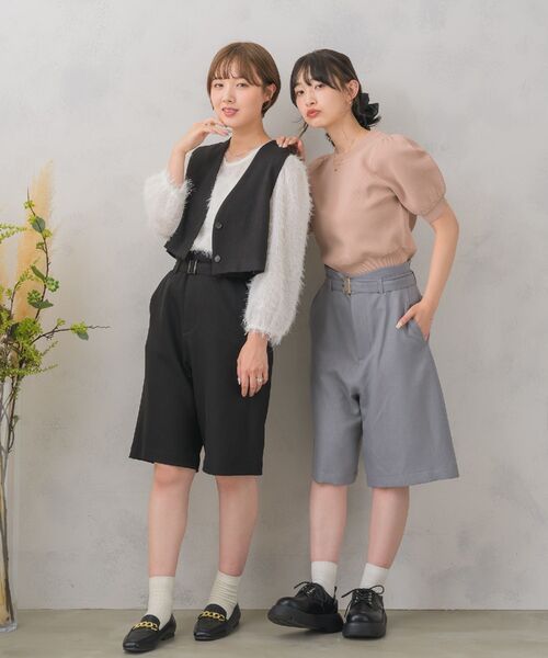 RETRO GIRL（レトロガール）の「共ベルト付きバミューダPT（その他パンツ・レディース・ブラウン系その他2/ナチュラル/ブラック/ダークグレー・FREE）」の6枚目の写真
