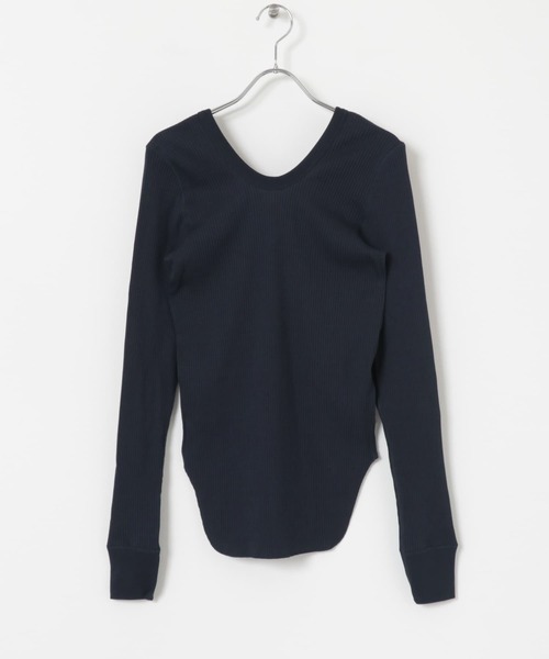 HAKUJI（ハクジ）の「HAKUJI　Organic cotton long-sleeve pullover（Tシャツ/カットソー・レディース・ネイビー/ホワイト/ブラック・FREE）」の6枚目の写真