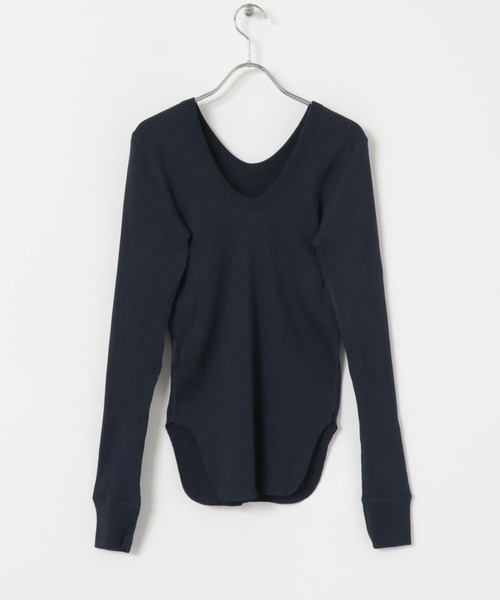 HAKUJI（ハクジ）の「HAKUJI　Organic cotton long-sleeve pullover（Tシャツ/カットソー・レディース・ネイビー/ホワイト/ブラック・FREE）」の9枚目の写真