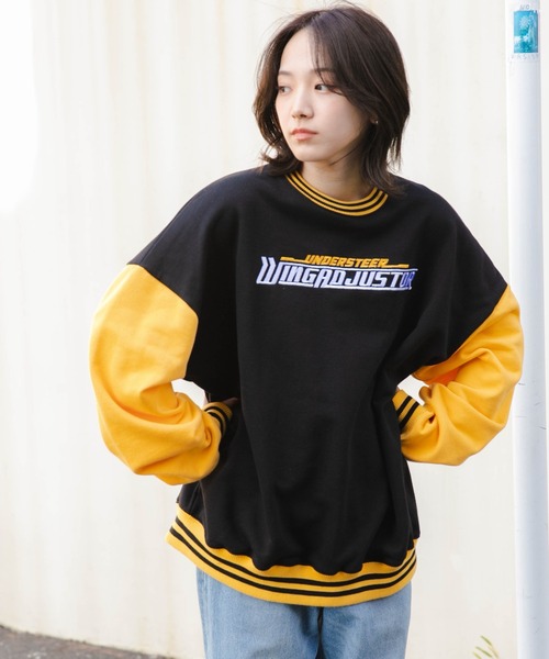WEGO（ウィゴー）の「WEGO/ヘビーウエイト刺繍バイカラープルオーバー（スウェット・メンズ・グレー/ブラック/ホワイト・MEDIUM/LARGE）」の7枚目の写真