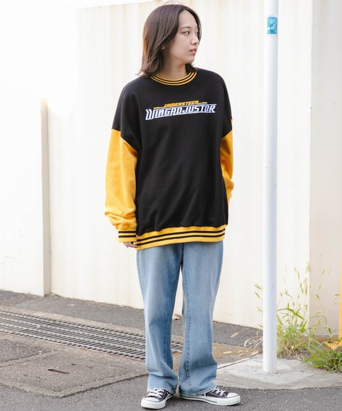 WEGO（ウィゴー）の「WEGO/ヘビーウエイト刺繍バイカラープルオーバー（スウェット・メンズ・グレー/ブラック/ホワイト・MEDIUM/LARGE）」の8枚目の写真
