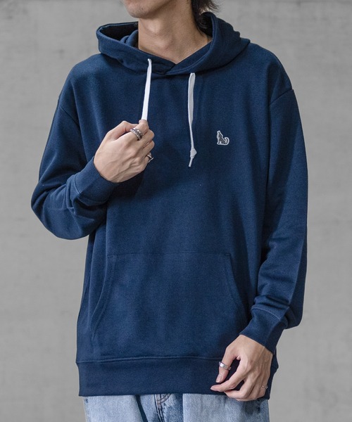 GLOVE HOUSE（グローブハウス）の「【a】TC裏毛 ワンポイント刺繍 スピンドル配色 HOODIE（パーカー・メンズ・ブルー/アッシュグレー/ネイビー/ホワイト/マルチ・X-LARGE/MEDIUM/LARGE）」の12枚目の写真