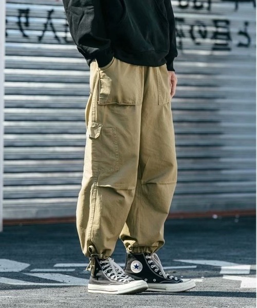NEW GENTLEMAN（ニュージェントルマン）の「ブロッケン ワイドストレート バルーンカーゴパンツ（カーゴパンツ・メンズ・ベージュ/ブラック/オリーブ・S/M/L）」の10枚目の写真