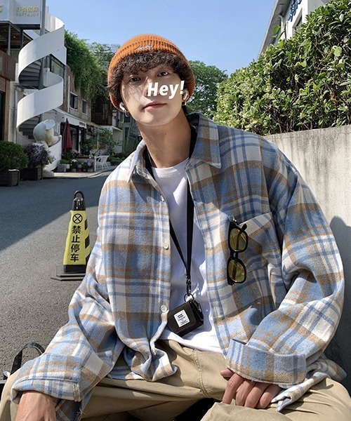 ARCHIVER（アーカイバ）の「【Bz】ルーズシルエットネルチェック長袖シャツ/ネルシャツ（シャツ/ブラウス・メンズ・ブルー/グリーン・FREE）」の8枚目の写真