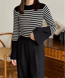 LE MORE（リモア）の「フレアスリーブコンパクトボーダーニット（ニット/セーター）」