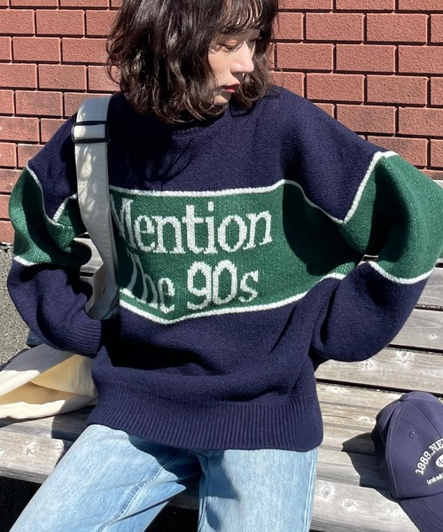 Chillfar（チルファー）の「ジャガードロゴニット（ニット/セーター・レディース・グレー/ネイビー/グリーン・FREE）」の3枚目の写真