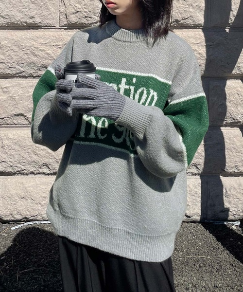 Chillfar（チルファー）の「ジャガードロゴニット（ニット/セーター・レディース・グレー/ネイビー/グリーン・FREE）」の4枚目の写真